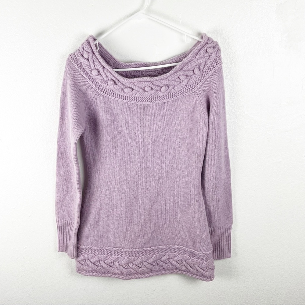 MARCIANO Lilac Lambs Wool Angora Rabbit Hair Blend Metallic Knit Sweater Medium